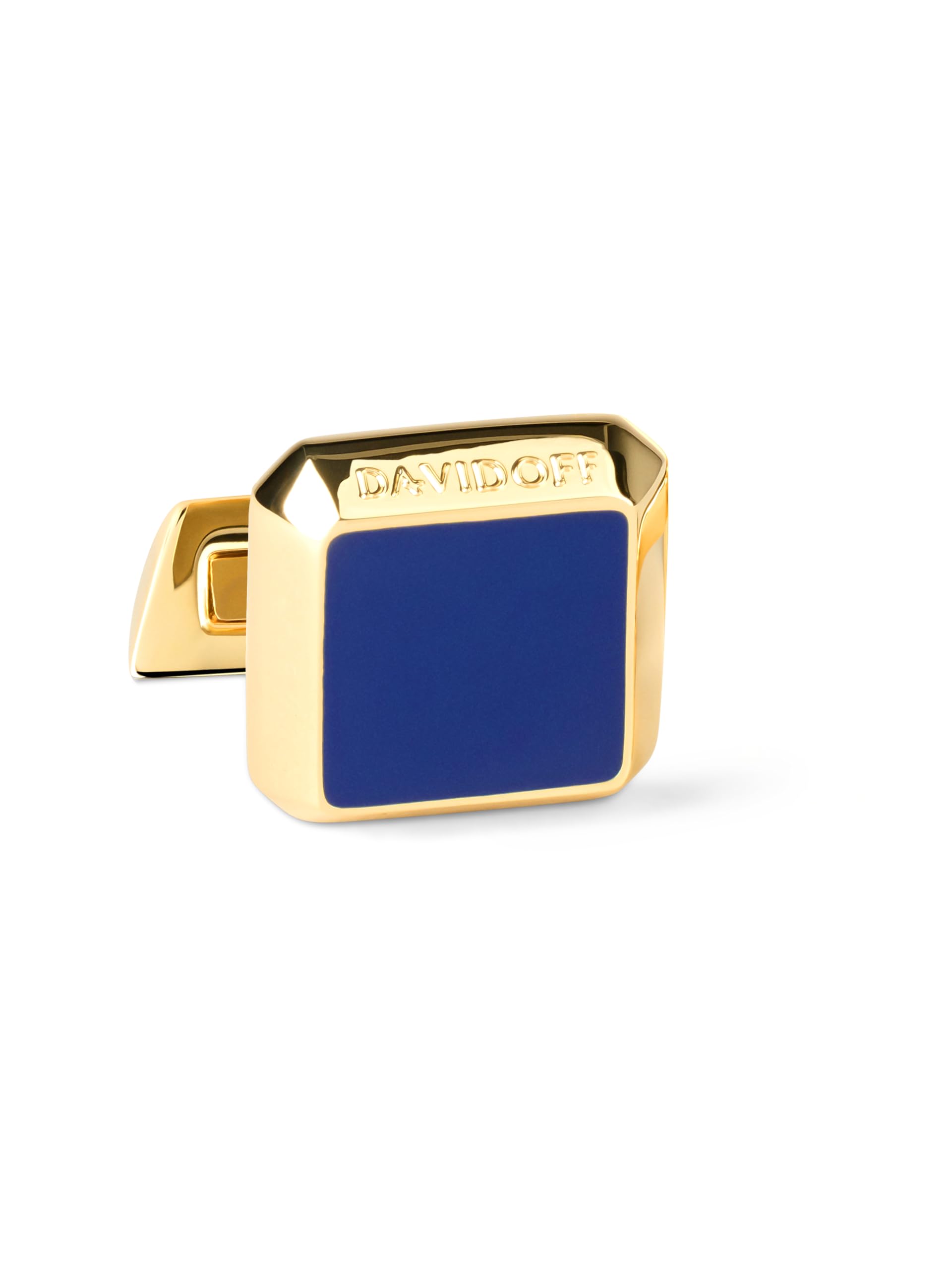 DAVIDOFF ESSENTIALS Cufflinks - Gemelos de oro cuadrados para hombre - gemelos para camisas chapados en oro con detalle lacado en azul oscuro – accesorios de hombre para bodas y eventos de etiqueta