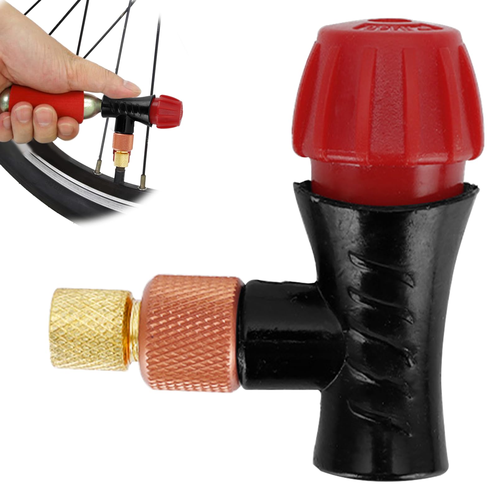 Adattatore Per Bombole CO2 Bici - Doppia Valvola Presta/Schrader, Lega Alluminio, Per MTB E Strada