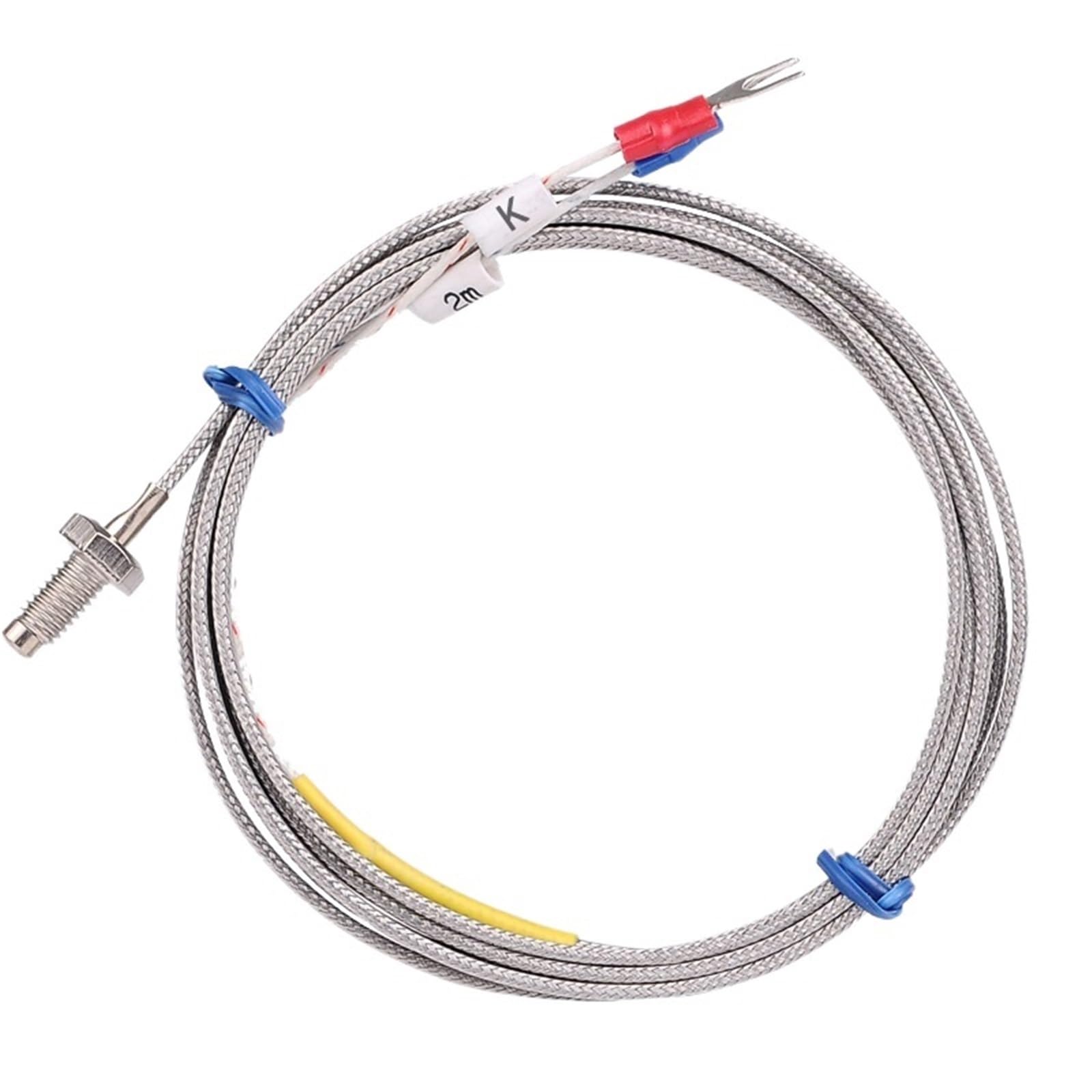 M6 screw-type temperature probe K-type metal shielded wire high thermocouple temperature sensor temperature measuring wire(K-M6-3Meter)