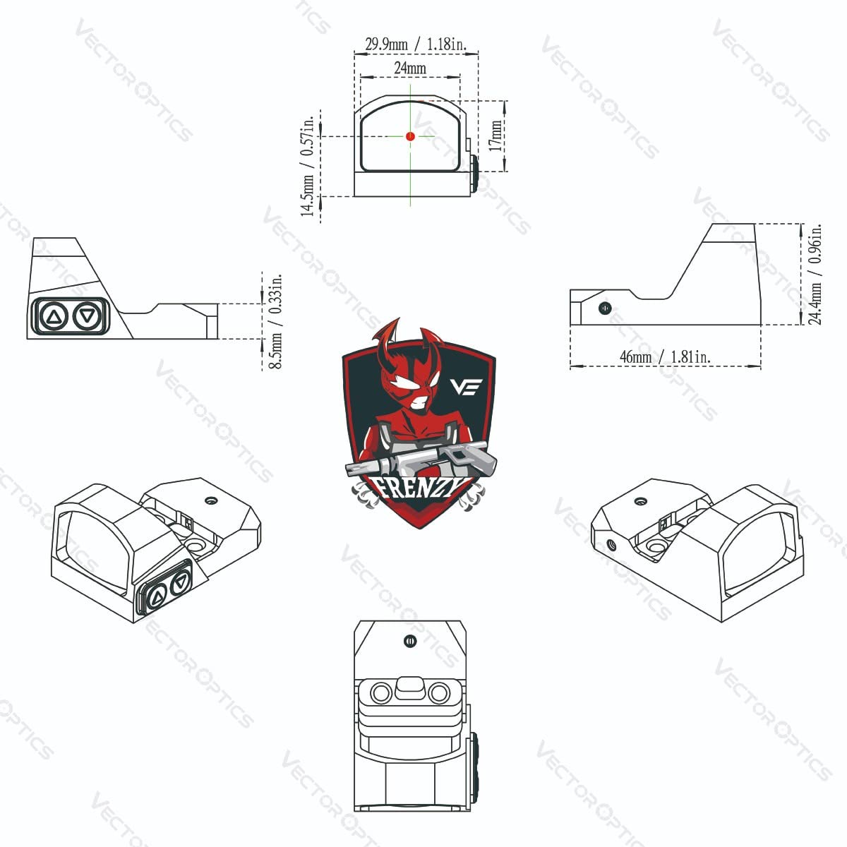 Vector Optics SCRD-19II Frenzy 1x17x24 Rotpunkt Visier für Sport, Airsoft und Jagd, Luftgewehr, Ziel-Visier, Reflex-Visier, Red-Dot zum zielen