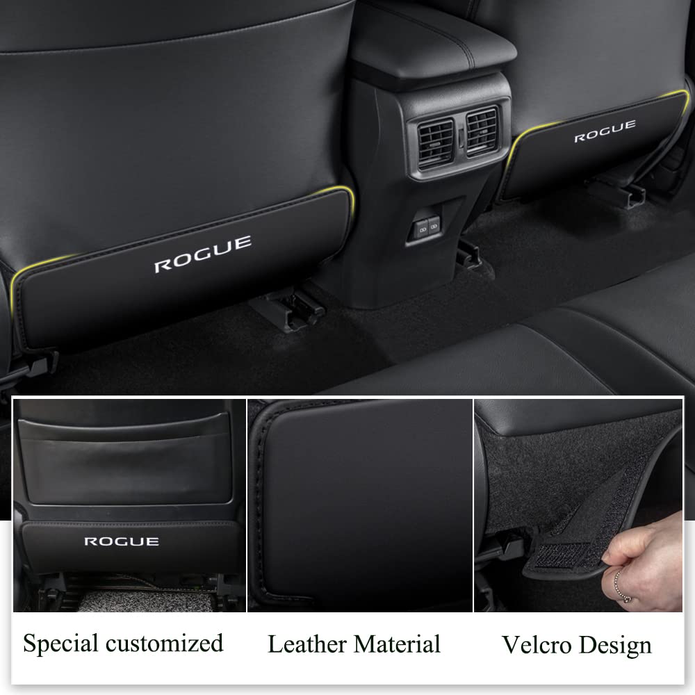 XITER 2Pcs Leather Car Seat Back Protectors Kids Kick Mats Waterproof Backseat Covers for Nissan Rogue 2014-2025 Interior Accessories(Black)
