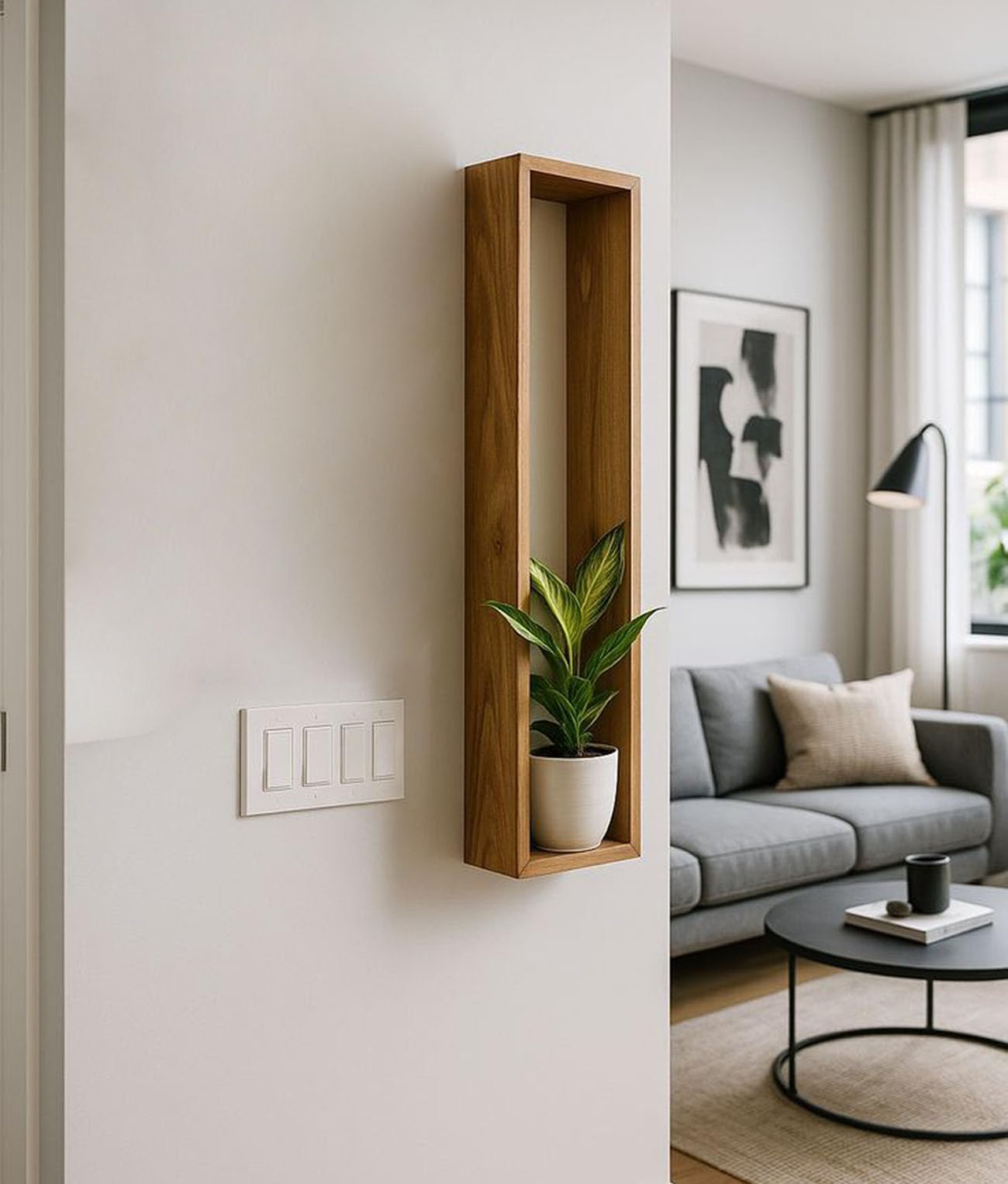 Natural Solid Wood Wall Mounted Shelf, Vertical Open Box Display, Modern Style for Living Room,Bedroom (10X15X60 cm) (24 Inches, 1 Shelf)-image-47