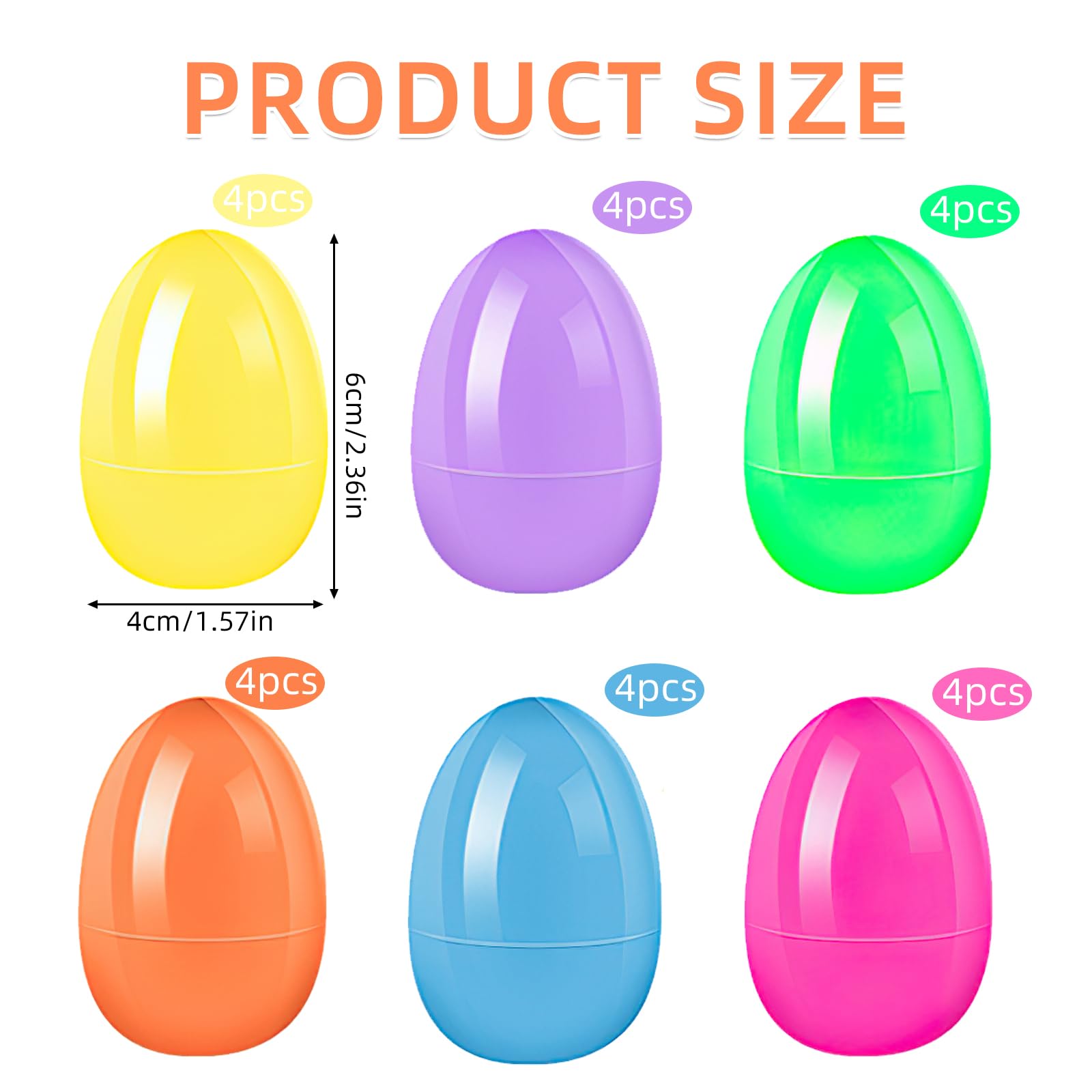 24 Huevos De Pascua Rellenables XXL De Plástico Duro – 6 Colores Brillantes, Ideales Para Búsqueda De Huevos Y Regalos Sorpresa Para Niños