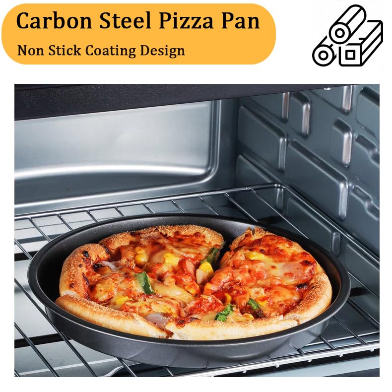 ZHYUAN 5 Stück Runde Pizza-Backbleche - Antihaftbeschichtet & Spülmaschinenfest