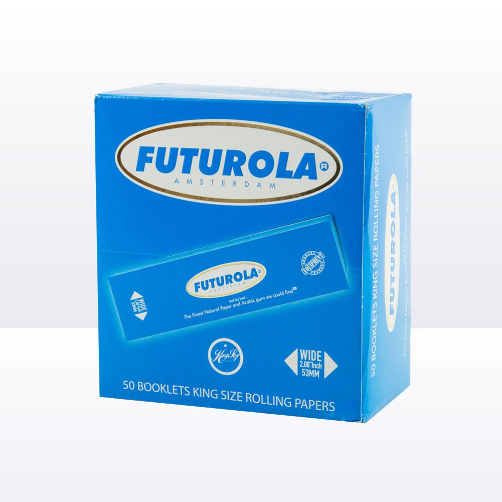Futurola Blue breite King Size Papers aus Amsterdam 1 Box (50 Heftchen)