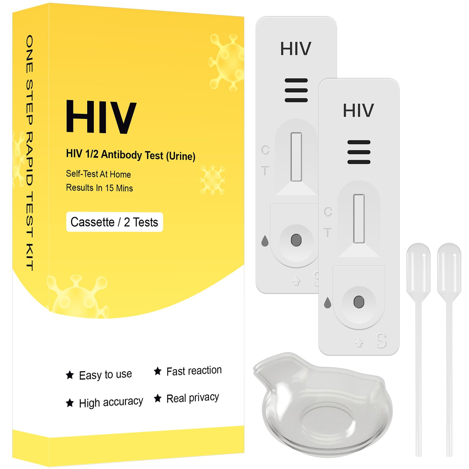 Test HIV Urina per Uso Domestico – 2x Kit di Autotest – Discreto & Facile – Risultato in 15 Minuti – Senza Prelievo di Sangue