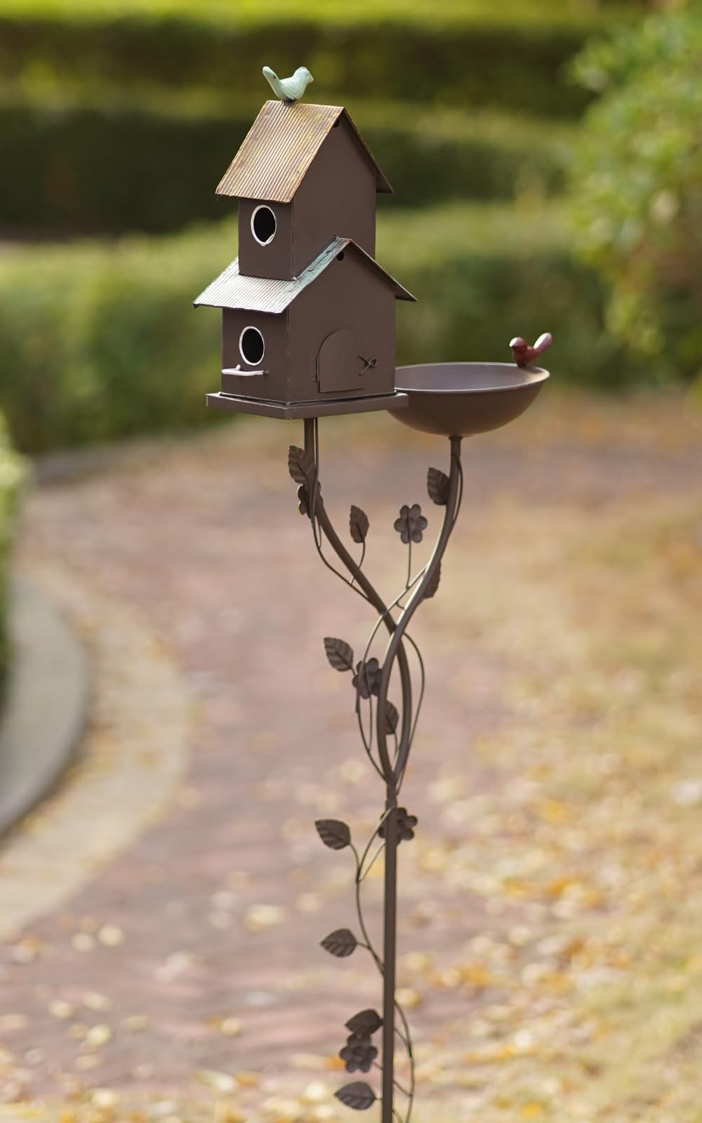 Baños de pájaros de 60.6 pulgadas de alto para exteriores, cuenco de baño de metal para pájaros, casas de pájaros para exteriores con poste, casas de pájaros para exteriores, decoración de patio de