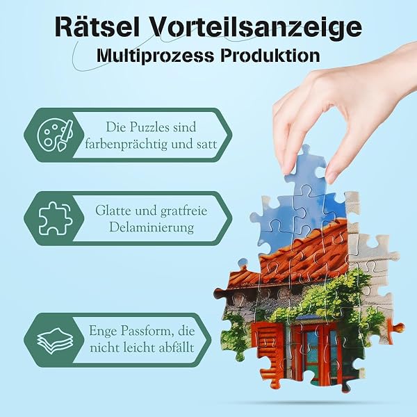 MISITU Puzzle 1000 Teile für Erwachsene und Kinder ab 14 Jahren Klassische Puzzles, Villa am Meer Puzzle 1000 Teile - 5
