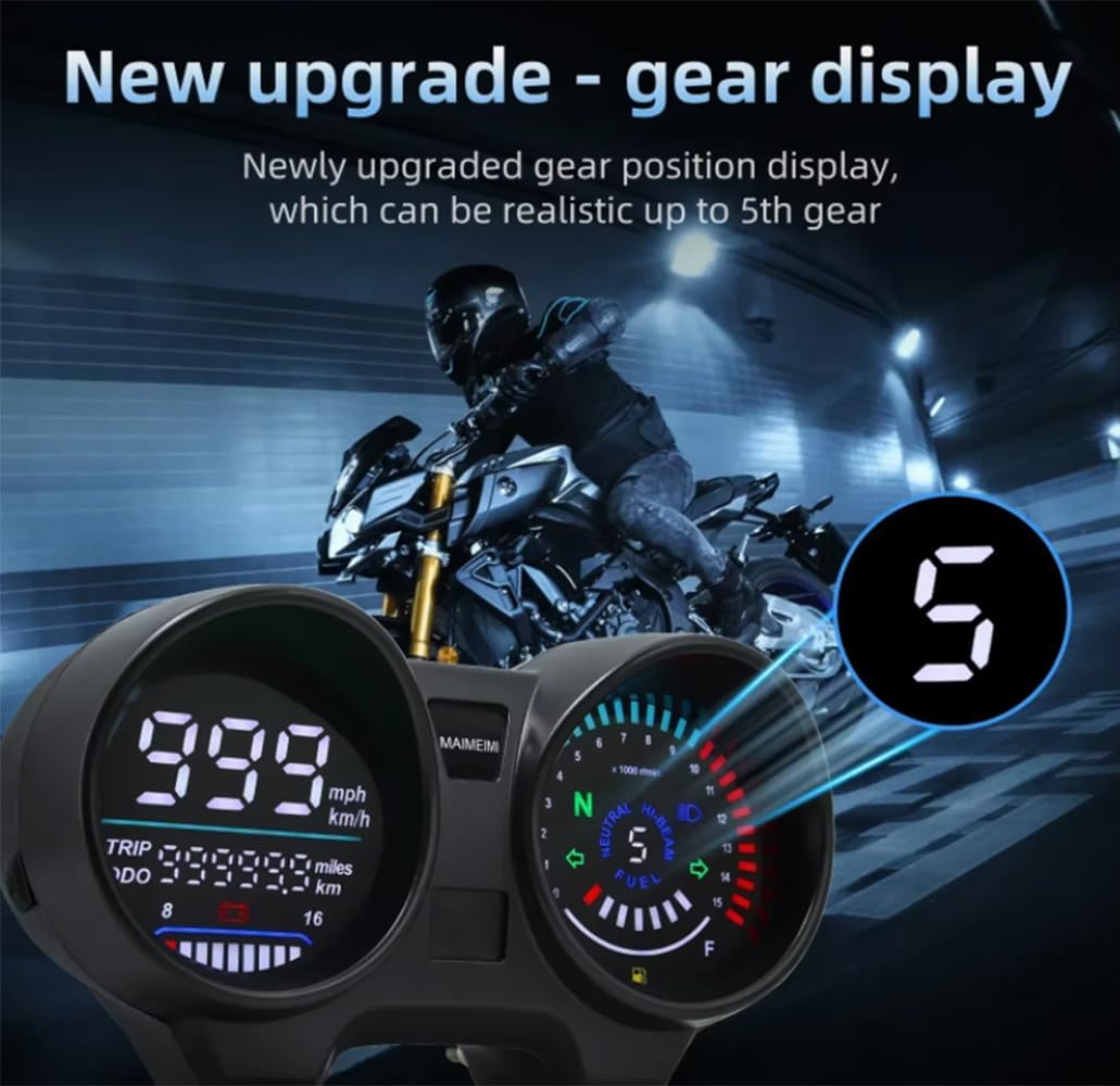 Popular Motorcycle Odometer Assembly Modified Electronic Tachometer CG125 Accessories Motorcycle Instrument Panel for Titan 150,Green