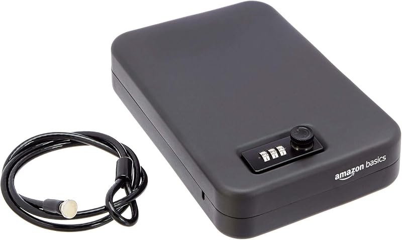 Portable Security Case Lock Box Safe with Combination Lock for Documents, Valuables, Personal Items, Dorm Room, Home, Large, Black