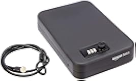 Amazon Basics Portable Security Case Lock Box Safe, Small Lock Box with Code, for College Dorm Room, Home, Combination Lock, Large, Black