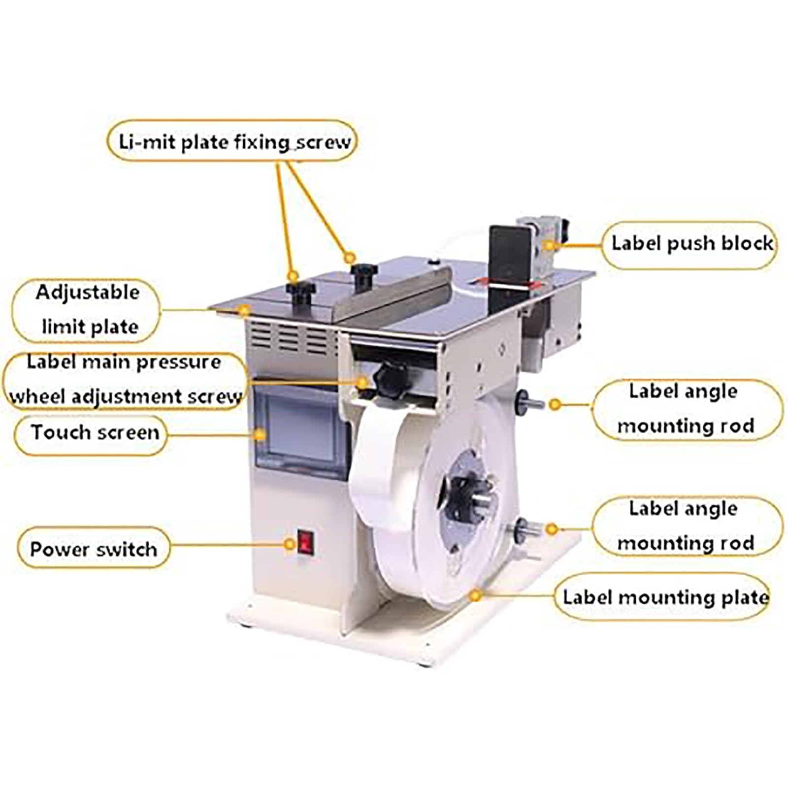 Etichettatrice Automatica ad Angolo retto 2 in 1 + Etichettatrice pelabile, Etichettatrice ad Angolo - Regolazione velocità/Lunghezza, Touch Screen + Corpo in Metallo