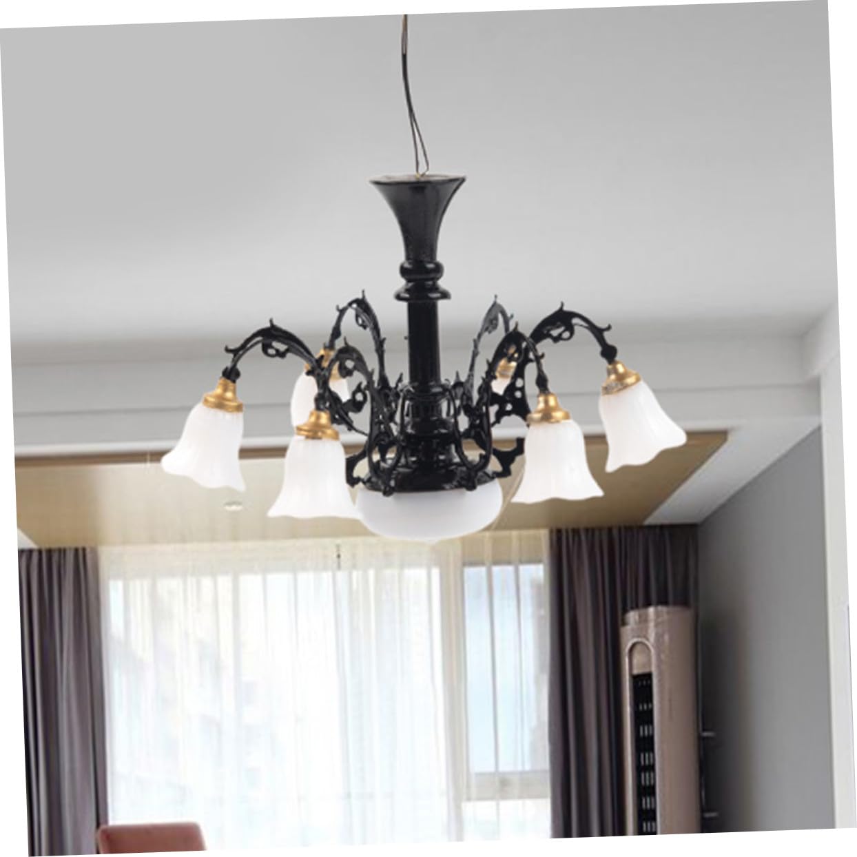 Lámpara de Araña y Abs Diseño Mini para Casa de Muñecas en Miniatura Decoración Metálica Adecuado para Escenas de Vida en Miniatura y Decoración de Habitación