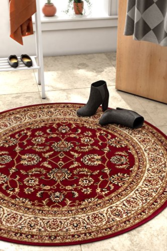 Well Woven Barclay Sarouk Red Traditional Area Rug 3'11" Round
