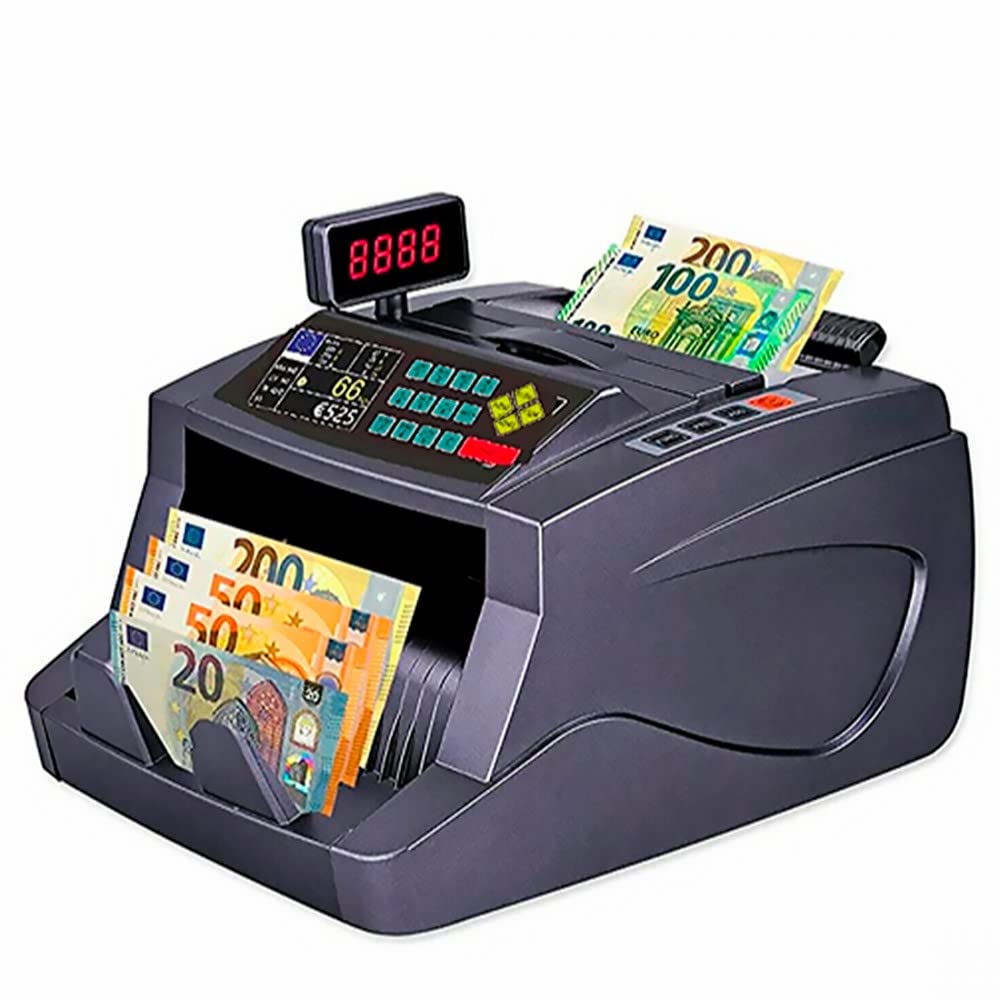 Mediawave Store - Macchina Conta Banconote Automatico, Multi Valuta, Rivelatore di Banconote False, Conteggio da 800 a 1200 Banconote al minuto, Conta Denaro con Display
