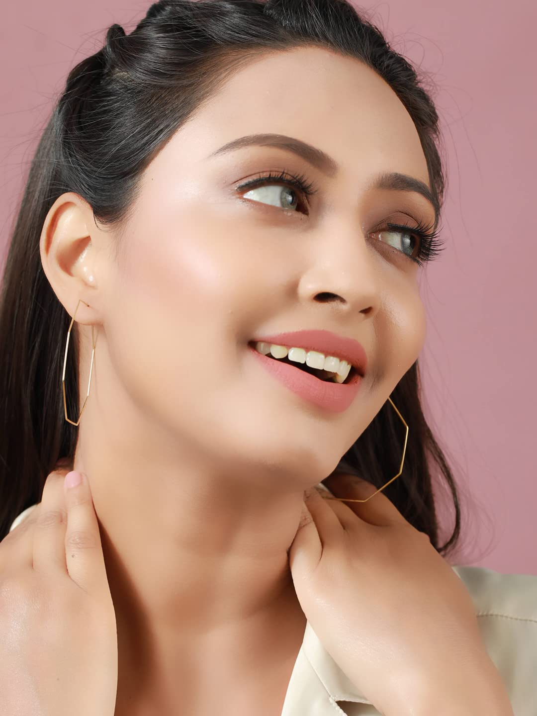 Plated Brass Hoops and Stud Earrings Set of 6