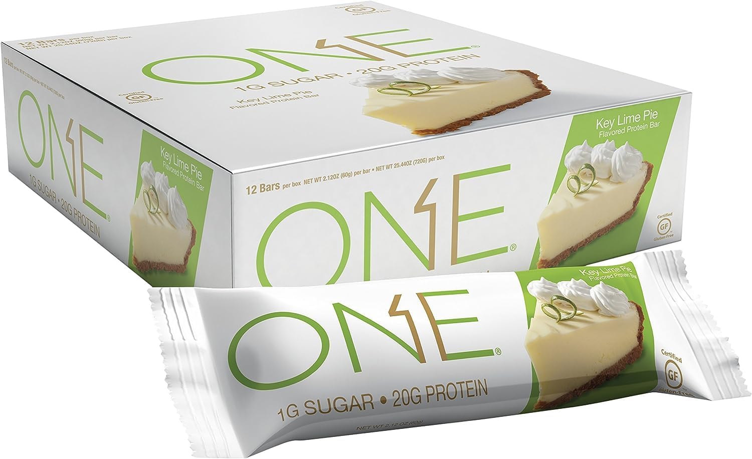 ONE Protein Bar, Key Lime Pie, 20g Protein, 1g Sugar, 12-Pack