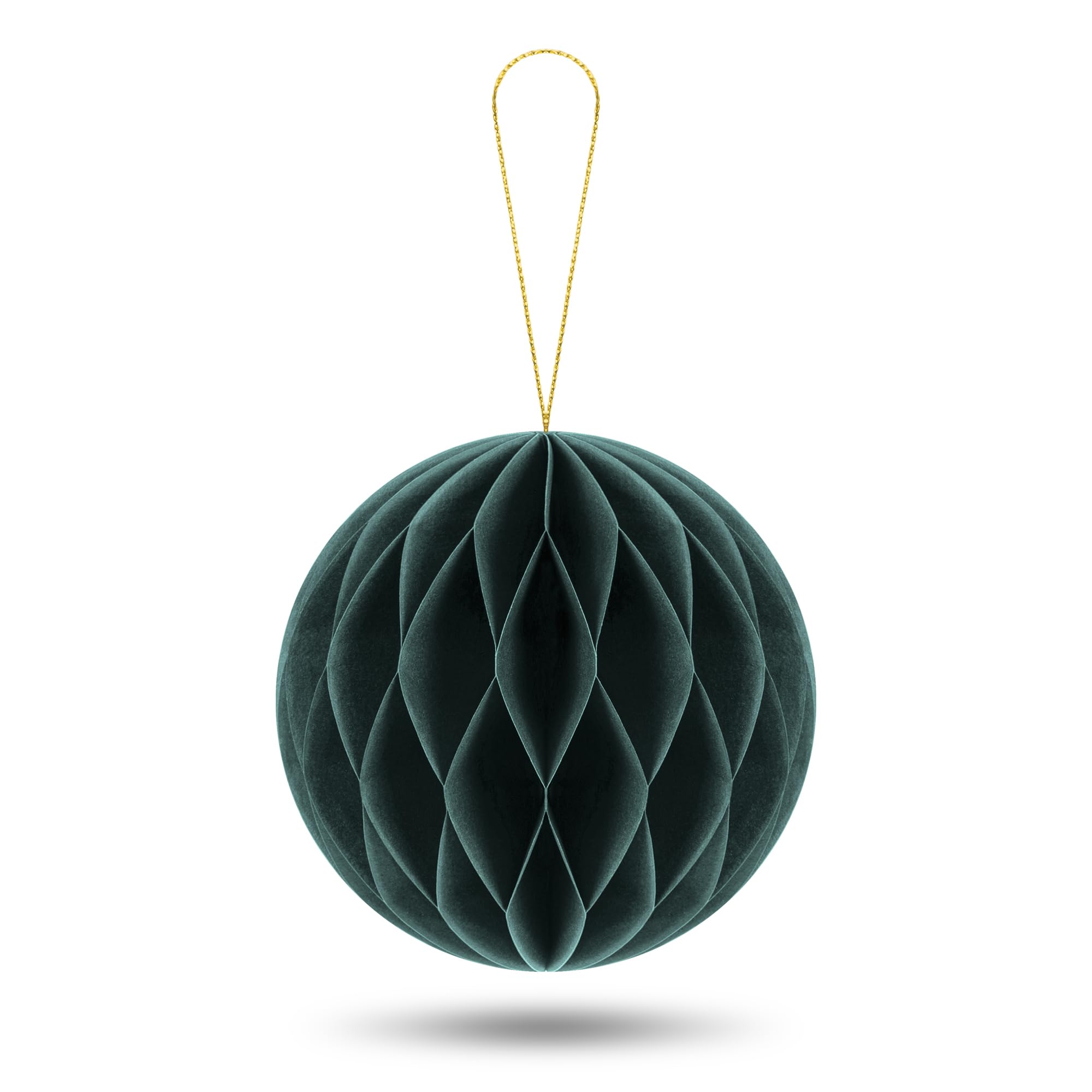 3-Pack Honeycomb Paper Christmas Baubles | Sustainable Reusable Xmas Tree Decorations | Eco-Friendly Paper Honeycomb Balls for Festive Home Décor | Forest Green