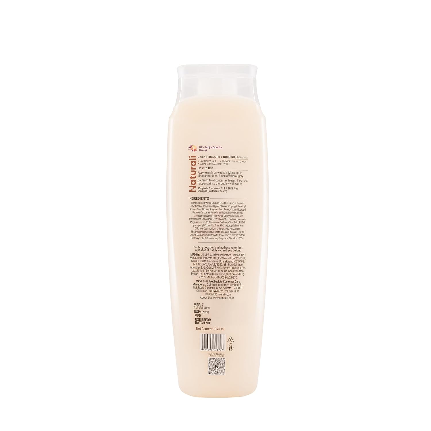 Rice Water Shampoo for Frizzy and Dry Hair | With Rice Water | Sulphate Free | For Women | Clarifying Shampoo | Paraben Free | 370 ml