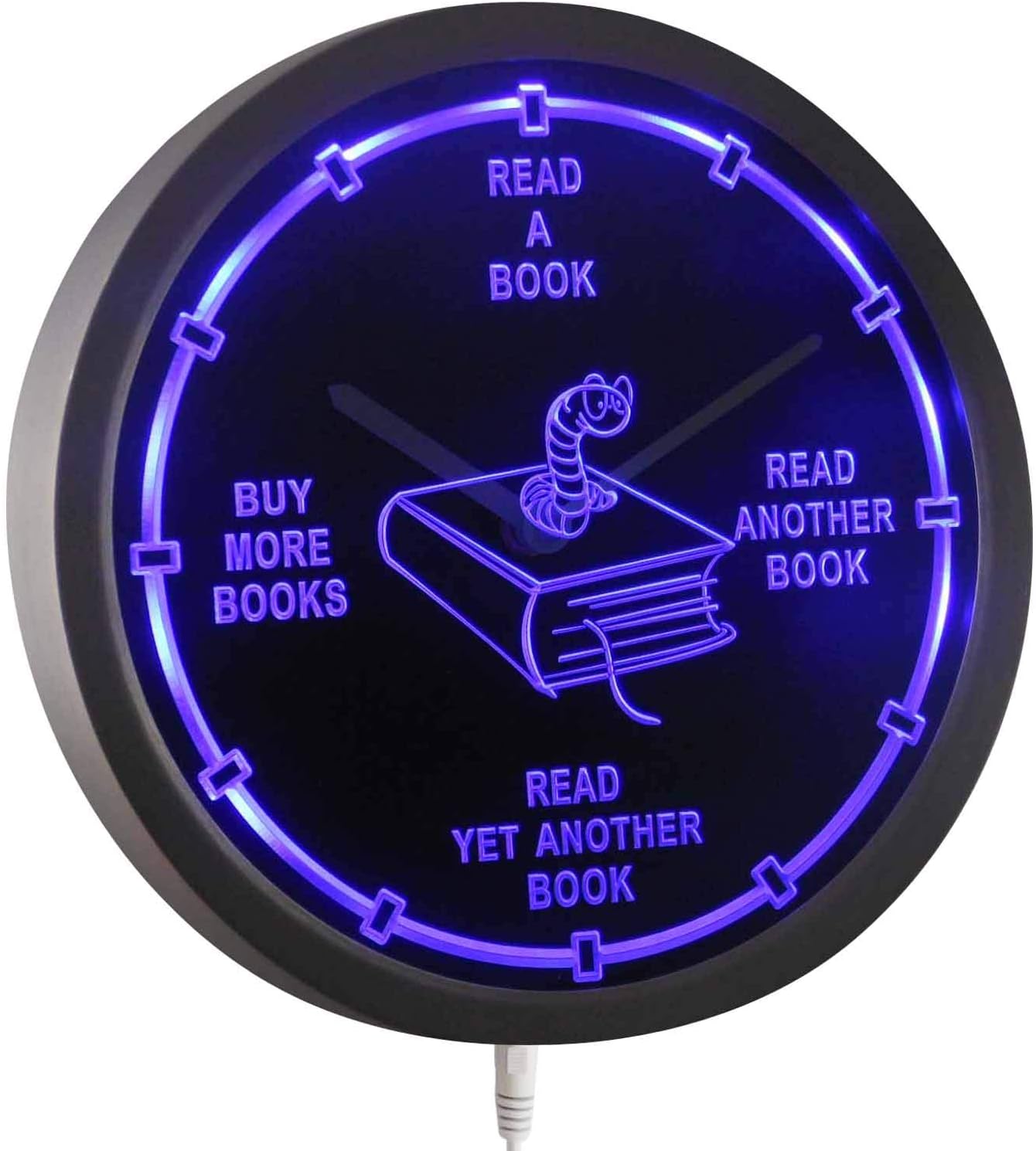 ADVPRO nc0912-b Avid Reader Book Worm Novels Neon Sign LED Wall Clock