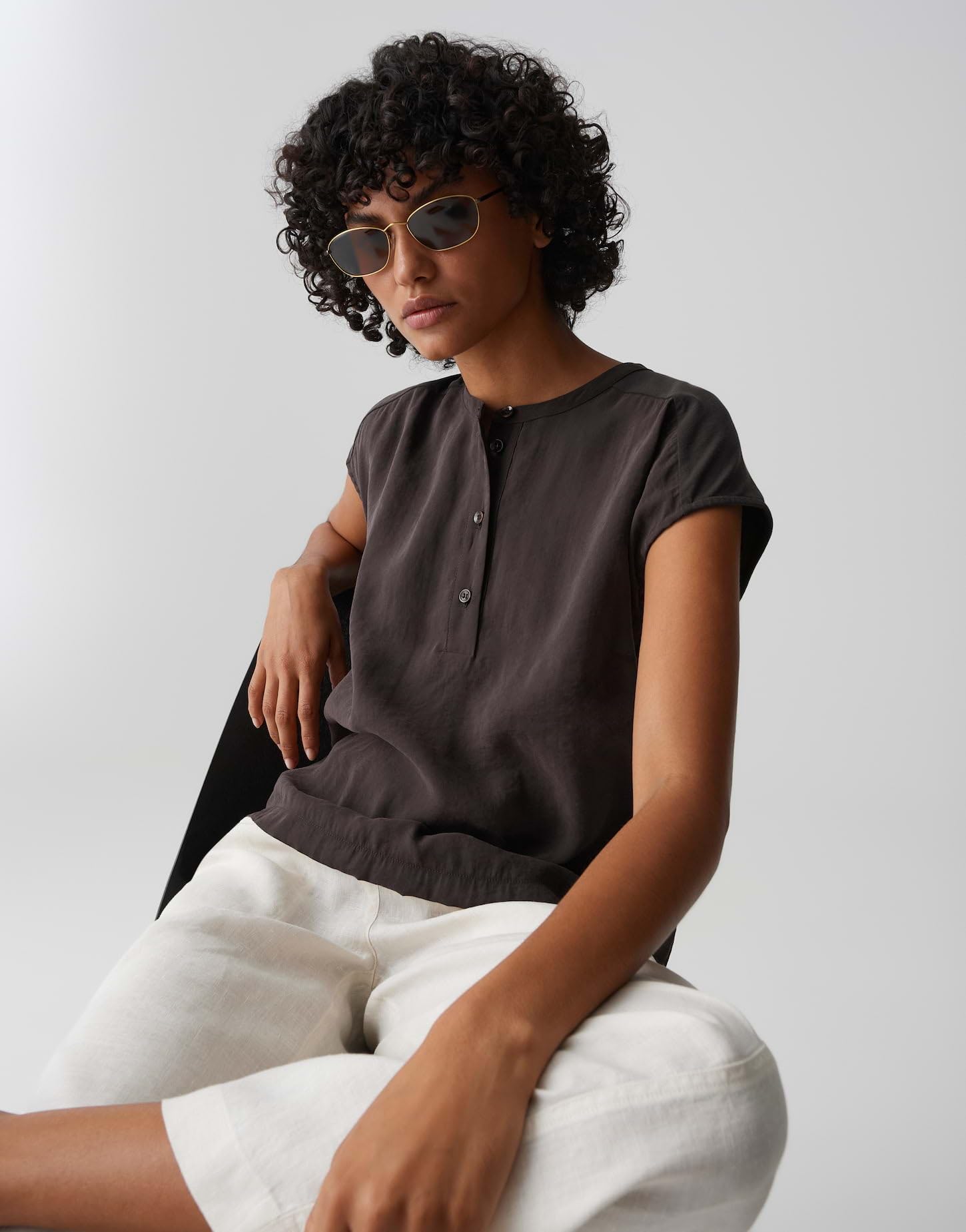 OPUS Damen Kurzarmshirt | Jerseyshirt im Materialmix Regular Fit