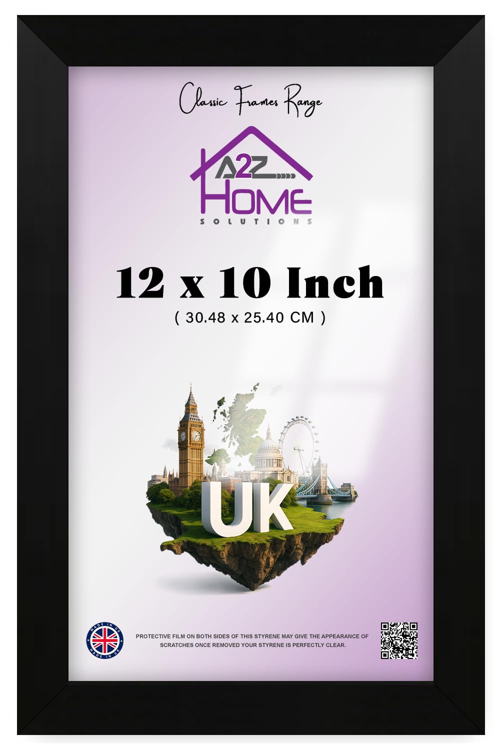 A2z Home Solutions Matt Black Modern Engineered Wood Frame 12X10 Inch | Premium Texture, Non-Reflective Perspex, Sturdy Hanging System | Ideal For Home & Office Décor |