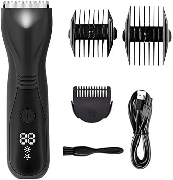 Pro Hair Clipper Body Trimmer for Men Electric Balls Groomer and Pubic Groin Remover Waterproof LED Display Beard Shaver