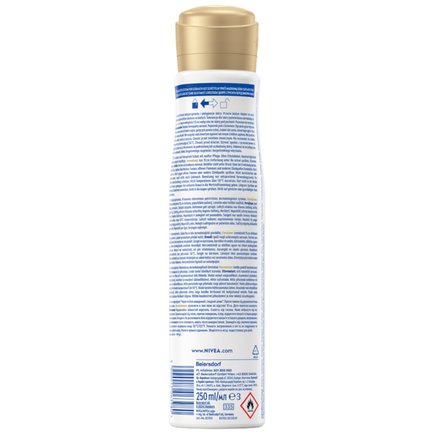 NIVEA Antiperspirant Black&White Invisible Silky Smooth spray, 250 ml (Packung mit 5)