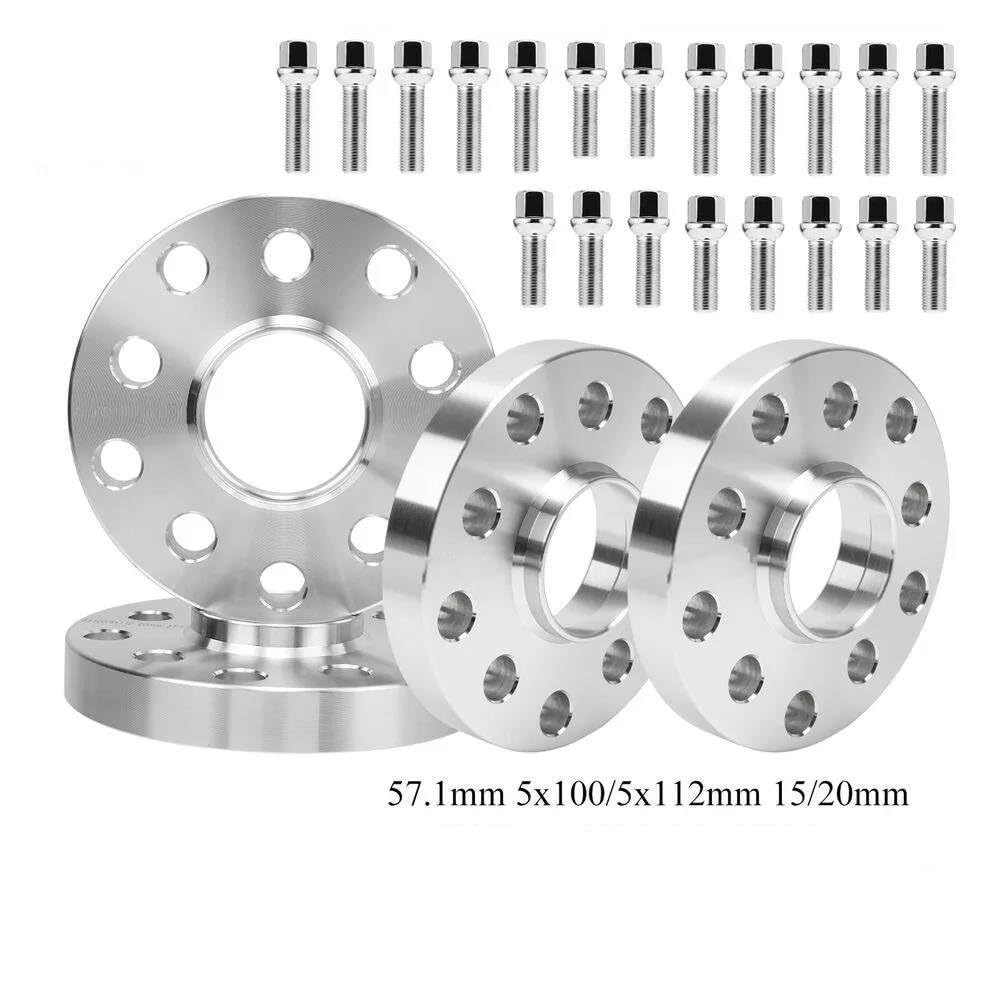 DAMGA para VW para Golf 2x1 5mm/2x20mm Espaciadores De Rueda Centrados Y Pernos 57,1mm 5x10 0/5x112mm Espaciadores Ruedas (Color : 15mm)