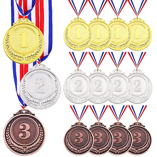 Swpeet Metal Gold Silver Bronze Award Medals with Ribbon, Olympic Style Winner Medals for Kids Children's Events, Classrooms