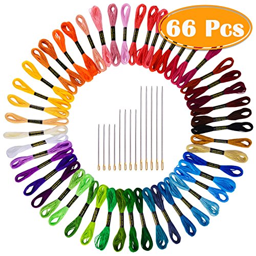 Paxcoo 50 Skeins Embroidery Floss Cross Stitch Thread Bracelet String with Needles for Friendship Bracelet