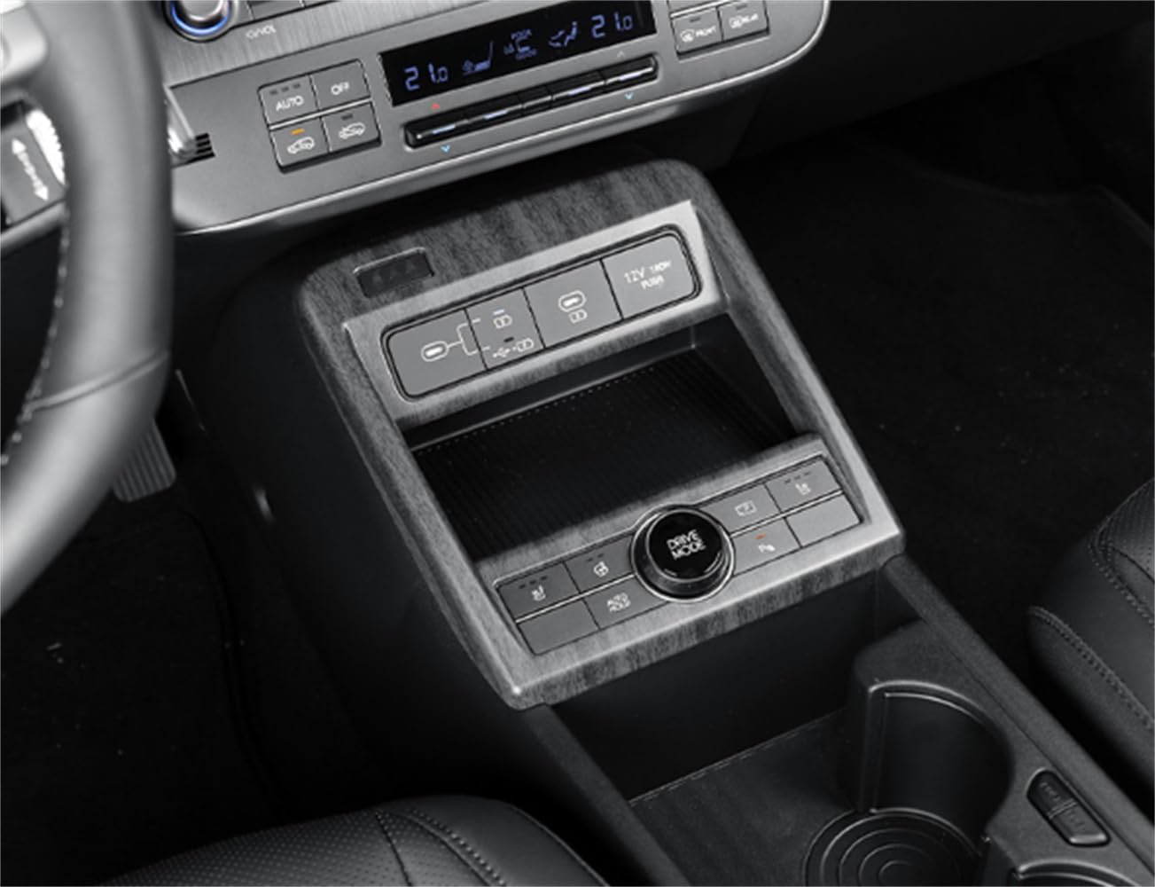 Cnaurda Matte Wood Grain Style ABS Car Central Control Gear Panel Cover Center Console Gear Shift Panel Protective Cover Trim Compatible with Hyundai Kona 2024 SX2 Accessories
