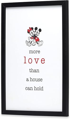 Vista 50 de Disney Mickey y Minnie Mouse You Are My Happy Place - Decoración de pared de madera enmarcada - Bonita imagen de Mickey Mouse Rojo/gris