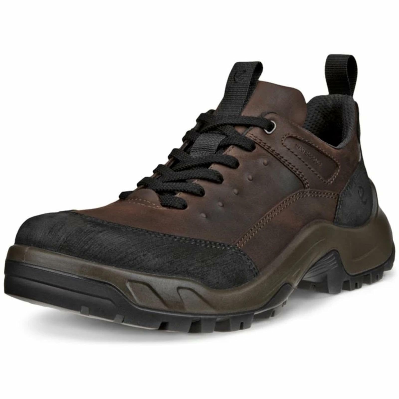 ECCO Men's Offroad Waterproof Lace Up Hiking Shoe, Black Nubuck/Mocha Oil Nubuck