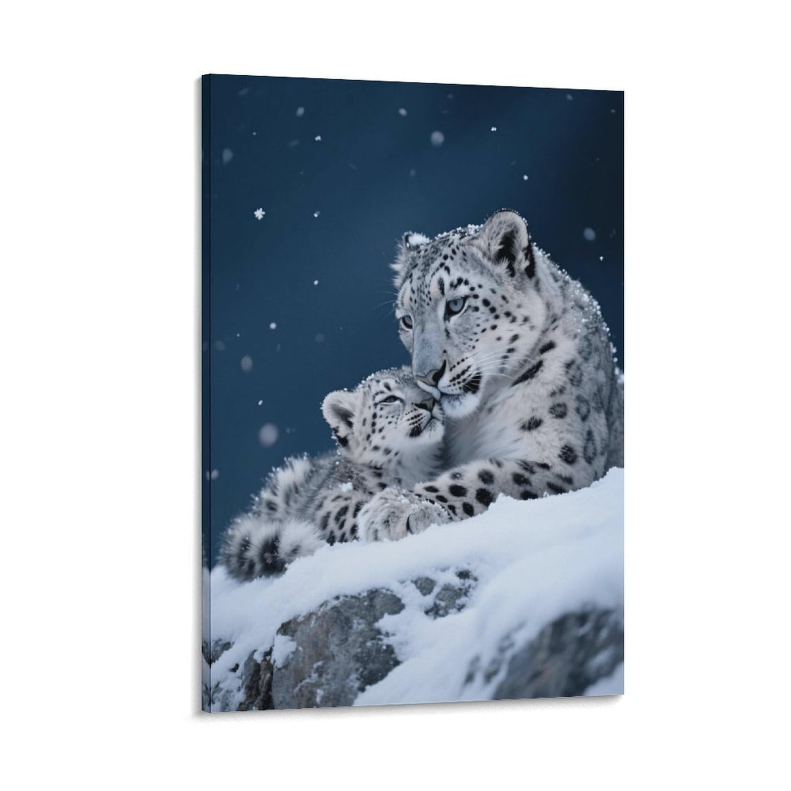 EMYXPAQM Snow Leopard Canvas Wall Art Snow Leopard Cub Giclee Canvas Prints Modern Artwork for Living Room Office Decor Gift 12x18inch(30x45cm)