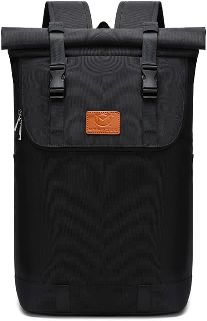 Myhozee Travel Laptop Backpack Men &Women,Top Roll Rucksack Casual Daypack Water Resistant 15.6 Inch laptop bag College Backpack for Travel Hiking and Daily life (Black)