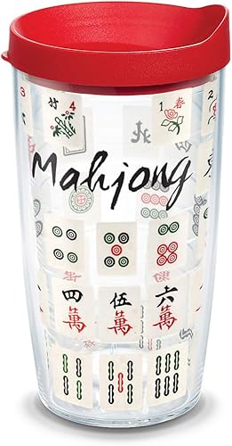 Tervis Mahjong Game - Vaso aislado de doble pared hecho en Estados Unidos 1 unidad paquete de 1 transparente