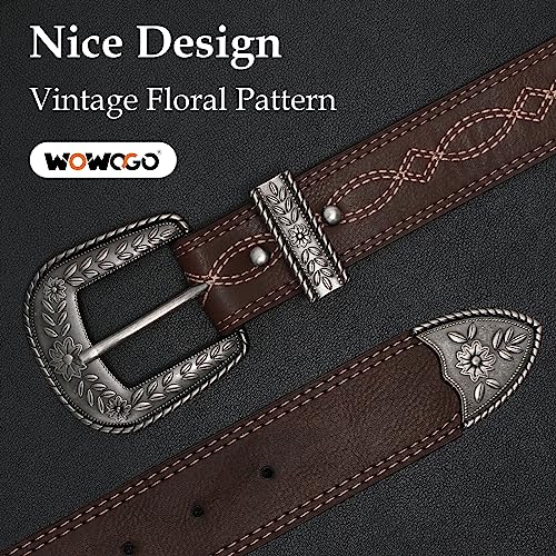 Vintage Flower Womens Leather Belt for Jeans Dress Fashion Waist Belt Ladies Belts with Black Gold Buckle2