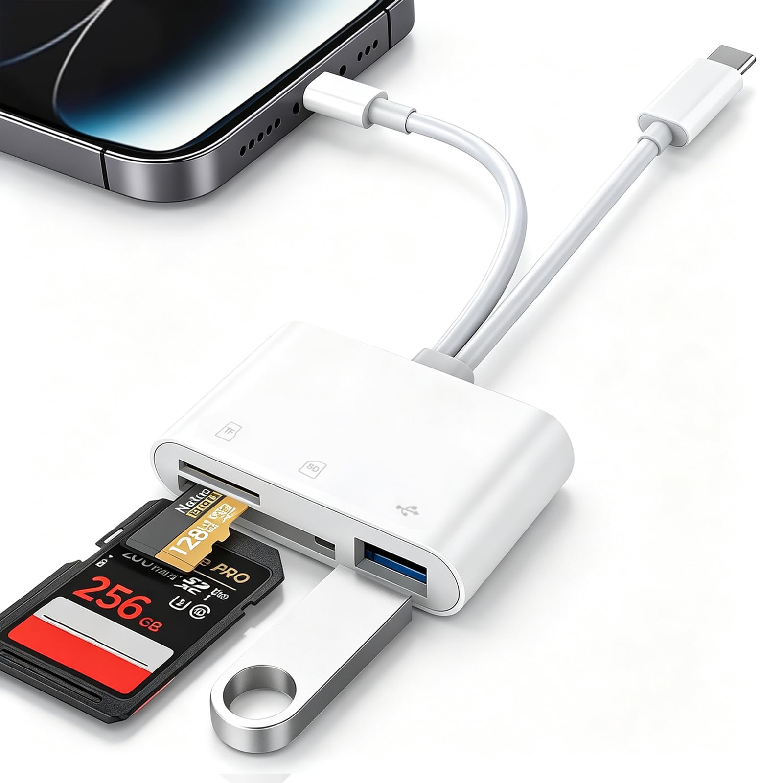 SD Card Reader for iPhone iPad Mac, USB C and Lightning Dual Connector Memory Card Reader, Digital Trail Camera Adapter to iPhone SD Card Viewer with SD/Micro SD/USB-A 3 Slot, No App Plug and Play-picture-19