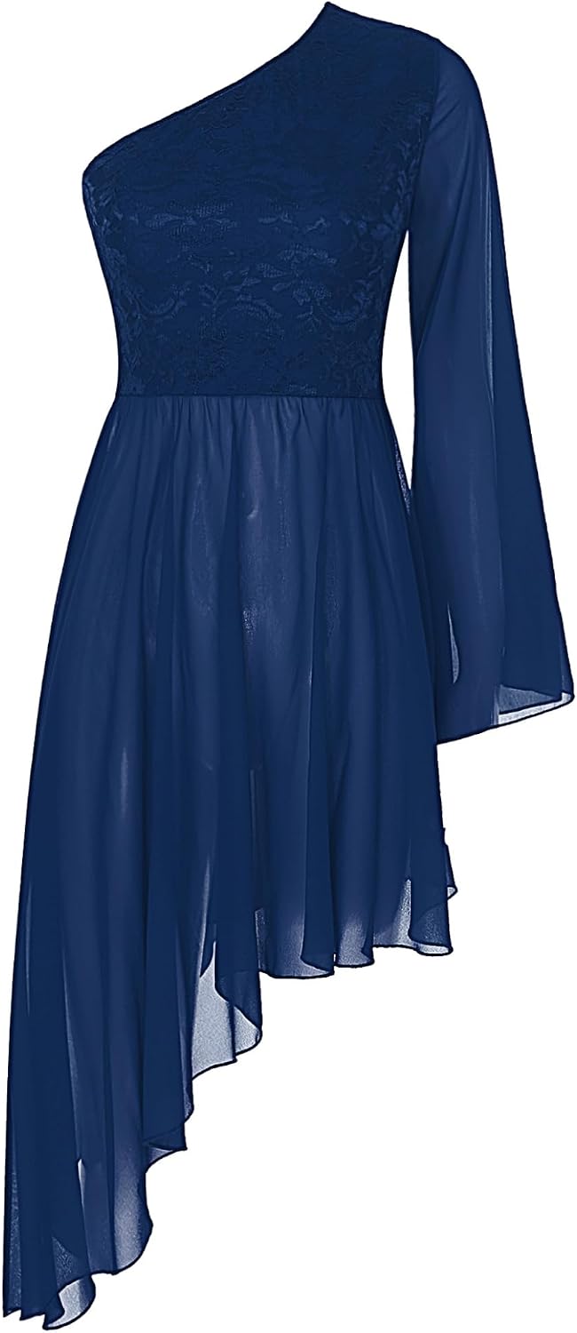 Praise Dance Tunic for Women Floral Lace Splice Liturgical Dancewear Asymmetrical Worship Dance Overlays