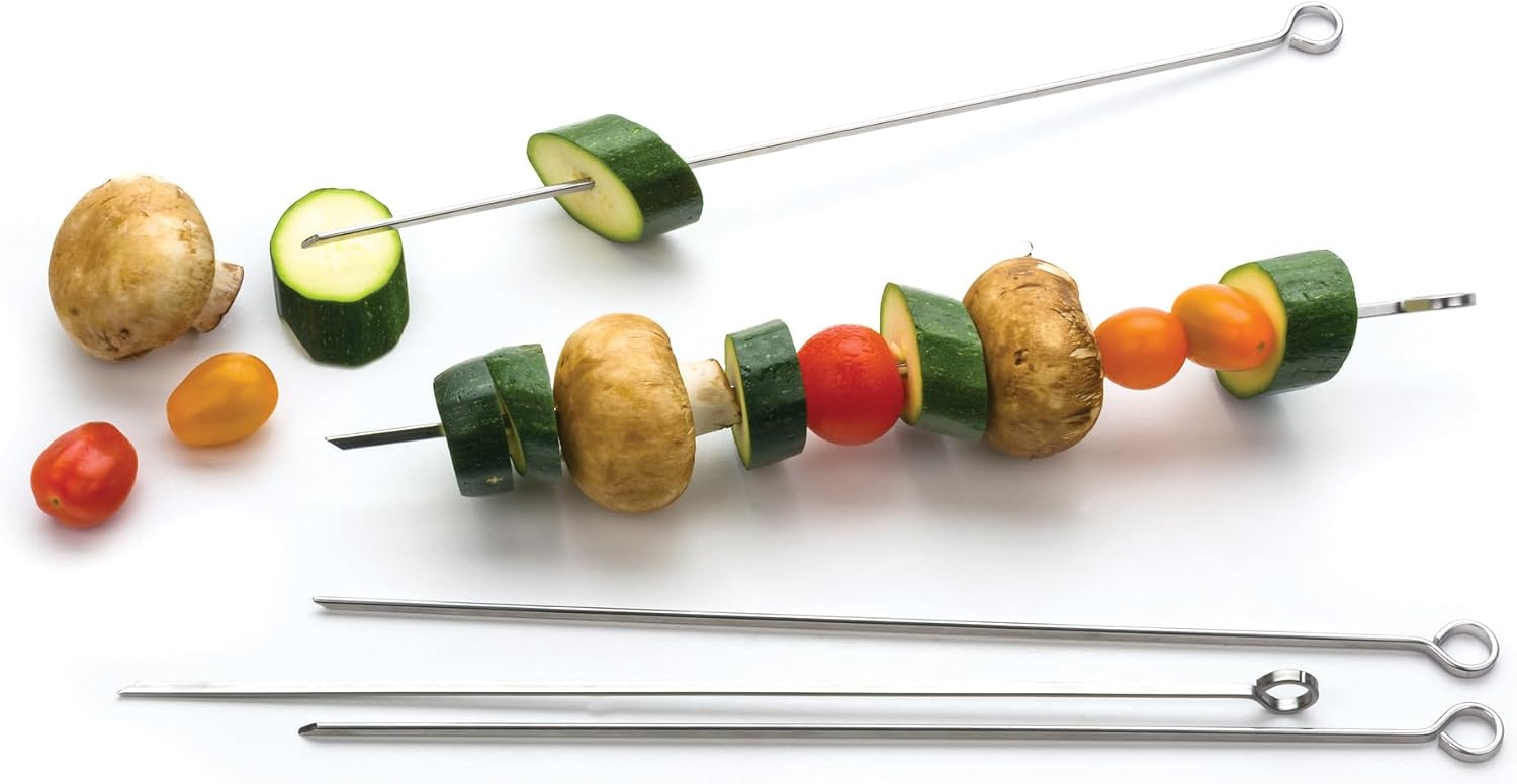 RSVP International Endurance Kitchen Collection BBQ/Grilling Skewer Set, 12" Spring, 6 Piece, Stainless Steel
