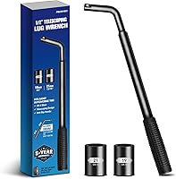 ZHAX Telescoping Lug Wrench with 19mm & 21mm CR-V Sockets - Extendable Tire Iron for Cars, Trucks, Vans