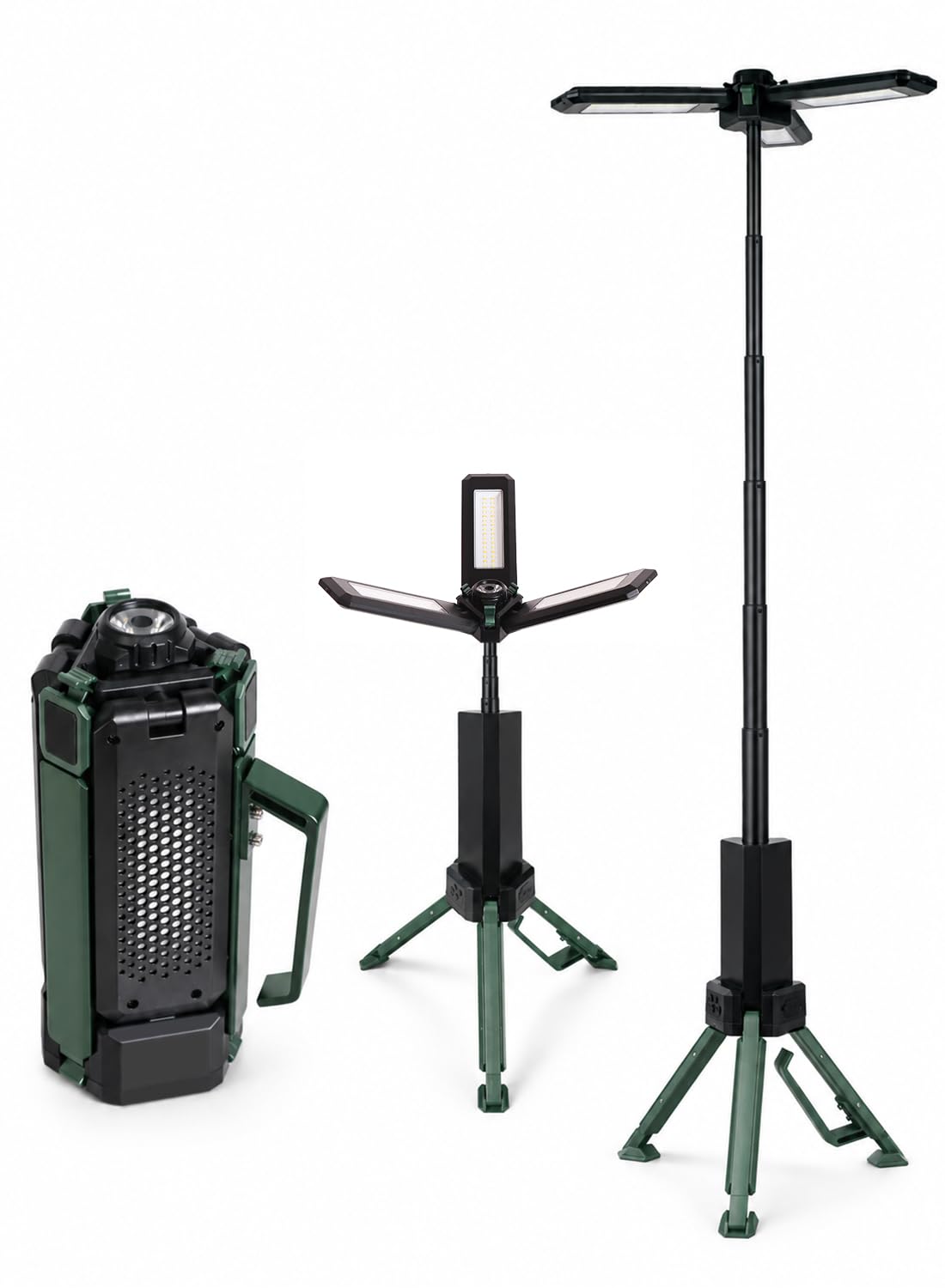 CuLiDing Telescopic Camping Light, 2500 Lumen, 15000mAh Rechargeable, Green | Extends to 43.7 in (1.1 m), Telescopic tripod base · Dual-zone dimmable · 3 color temperatures (3000K/4500K/6000K)