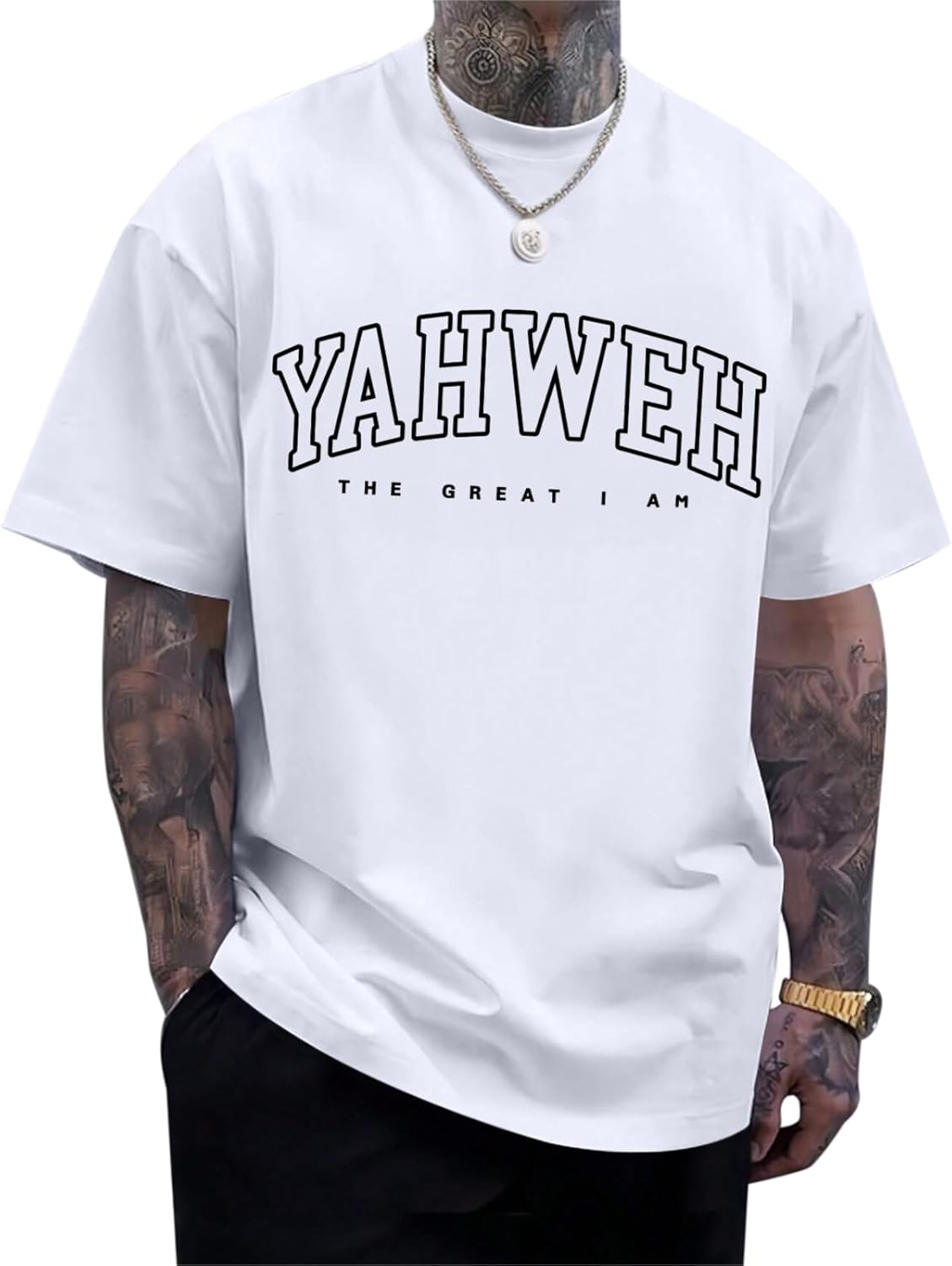 Christian Jesus Shirts for Men Religious God Yahweh Faith Shirt Bible Verse Vintage Oversized Graphic Tees Cotton Top