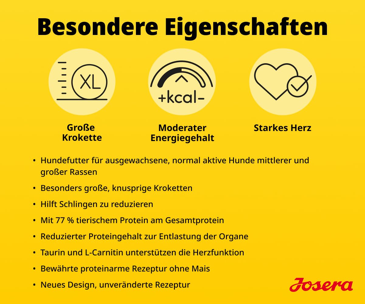 JOSERA Optiness (1 x 12,5 kg) | Adult Large | Premium Trockenfutter mit Lamm & Reis für ausgewachsene Hunde | eiweißreduziert | weizenfrei | wertvolle Fettsäuren | XL-Kroketten gegen Schlingen | 1x