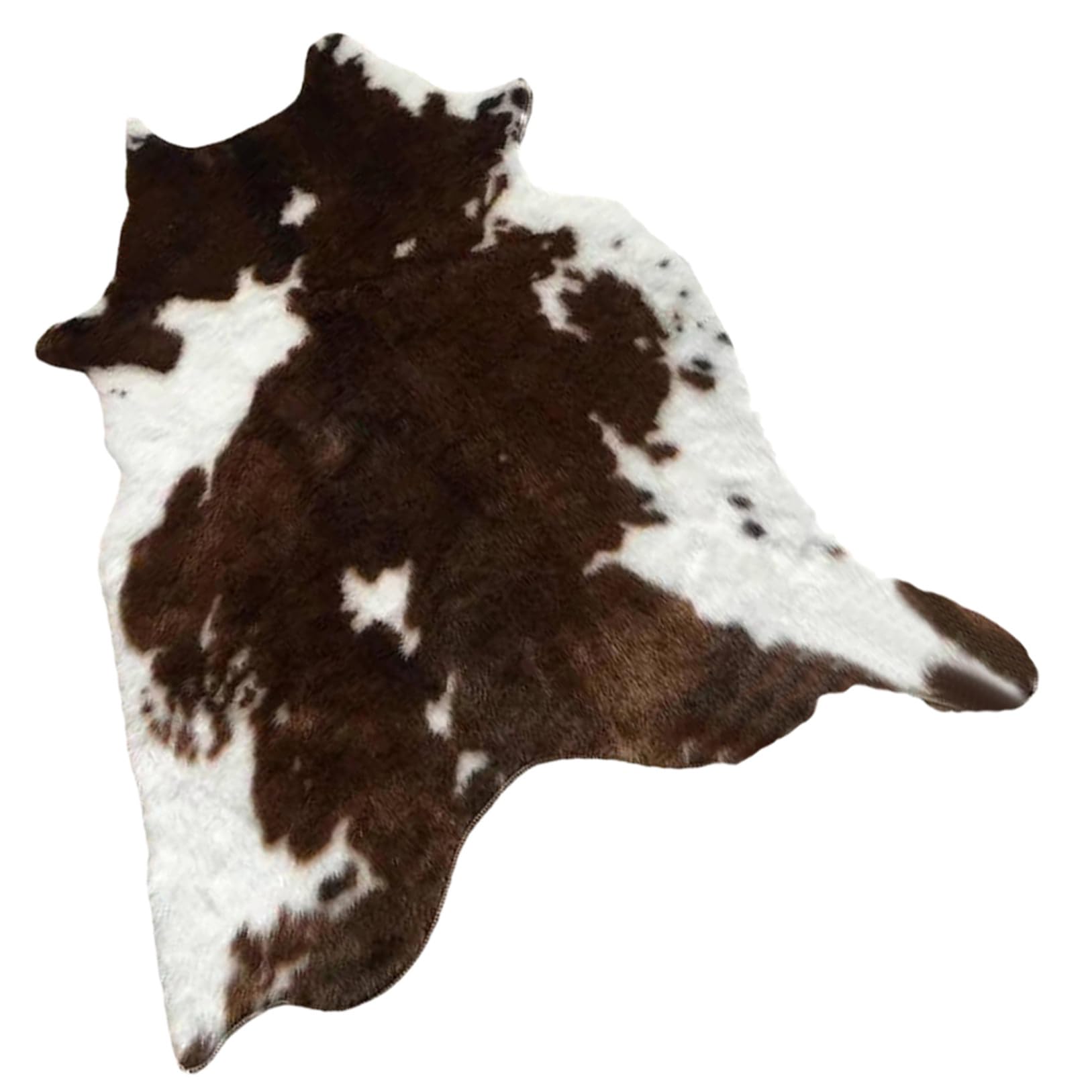 Tapis moelleux à motif vache blanc et marron CANIGHT 110x84 cm avec envers protecteur