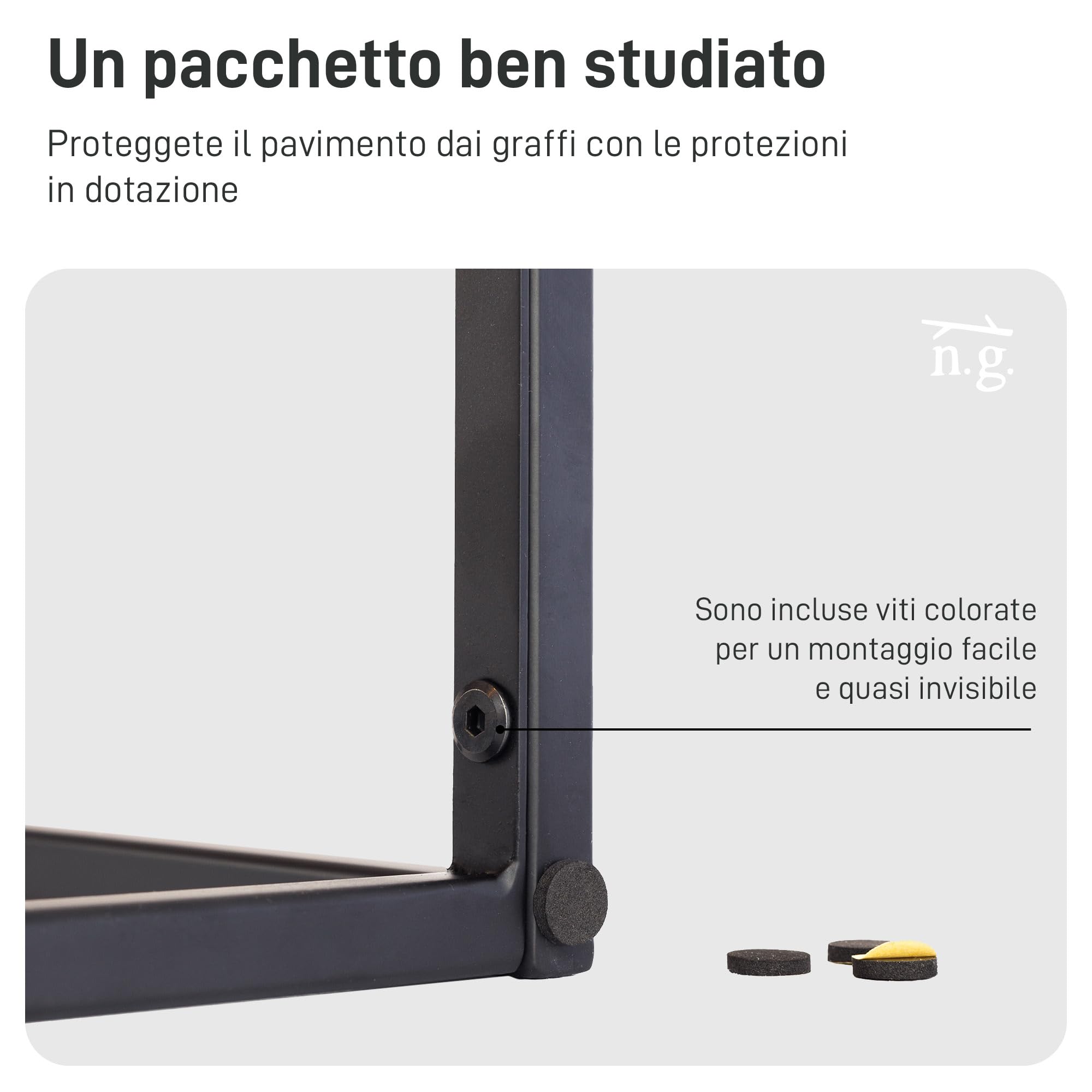 1x Natural Goods Berlin supporto per piante RECHTECK, sgabello per fiori in metallo angolare, per interni ed esterni, resistente alle intemperie, balcone, terrazza, giardino, appartamento (Nero, 70cm)