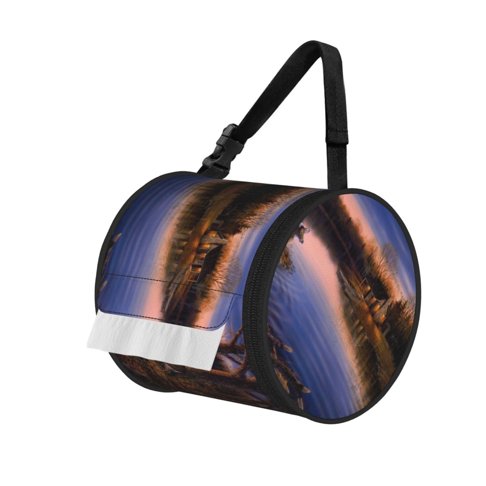 Nature Wild Animal Deers Print Hanging Toilet Paper Holder Camping Paper Towel Holder Portable Car Roll Paper Storage Bag With Adjustable Strap Suitable For Bathroom,Kitchen