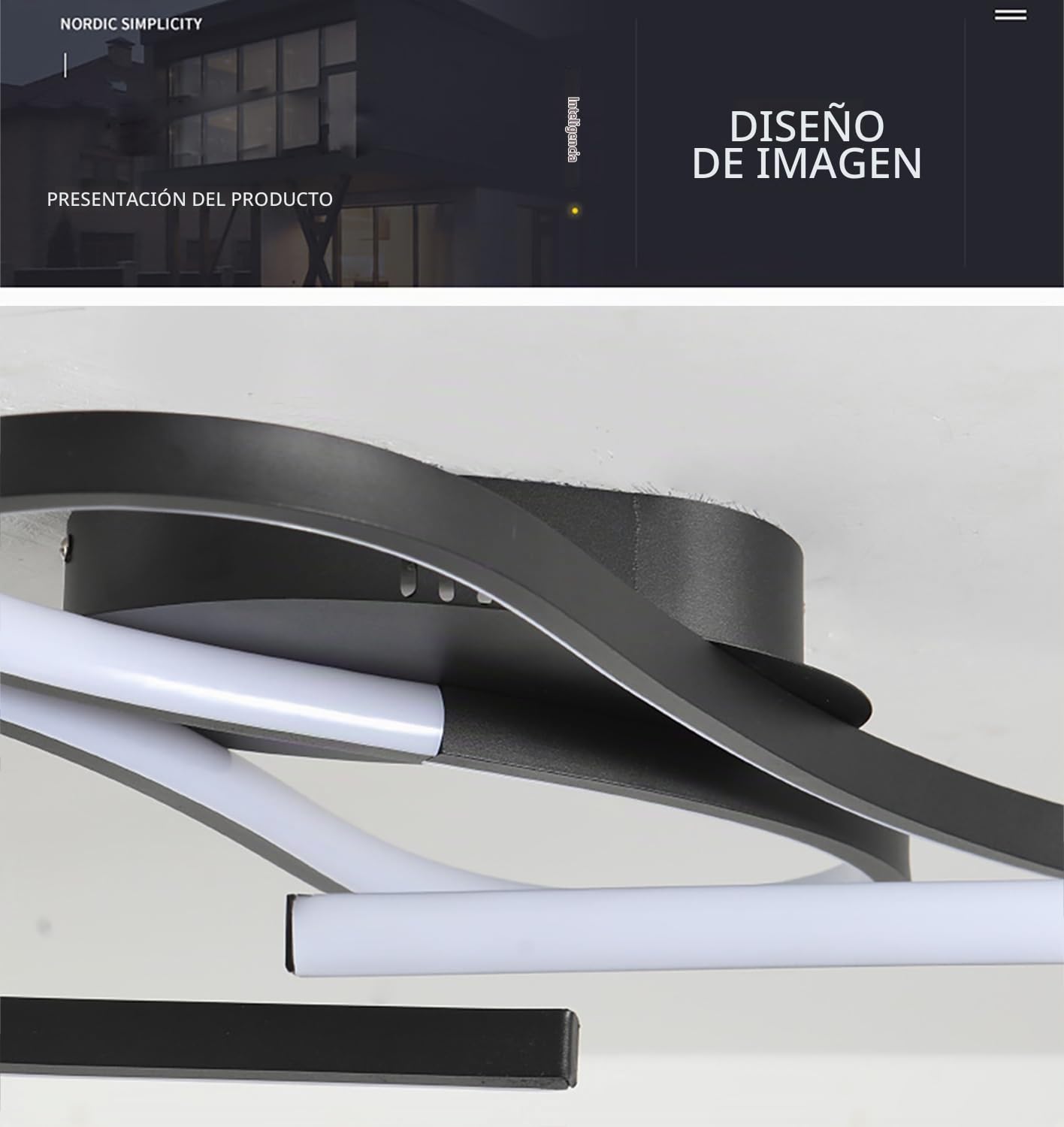 Luz de techo LED,Lámpara de techo LED regulable,Lámpara de techo salón con mando a distancia,iluminación interior creativa en metal, Decor Plafon techo para dormitorio comedor sala (Negro, 60cm)