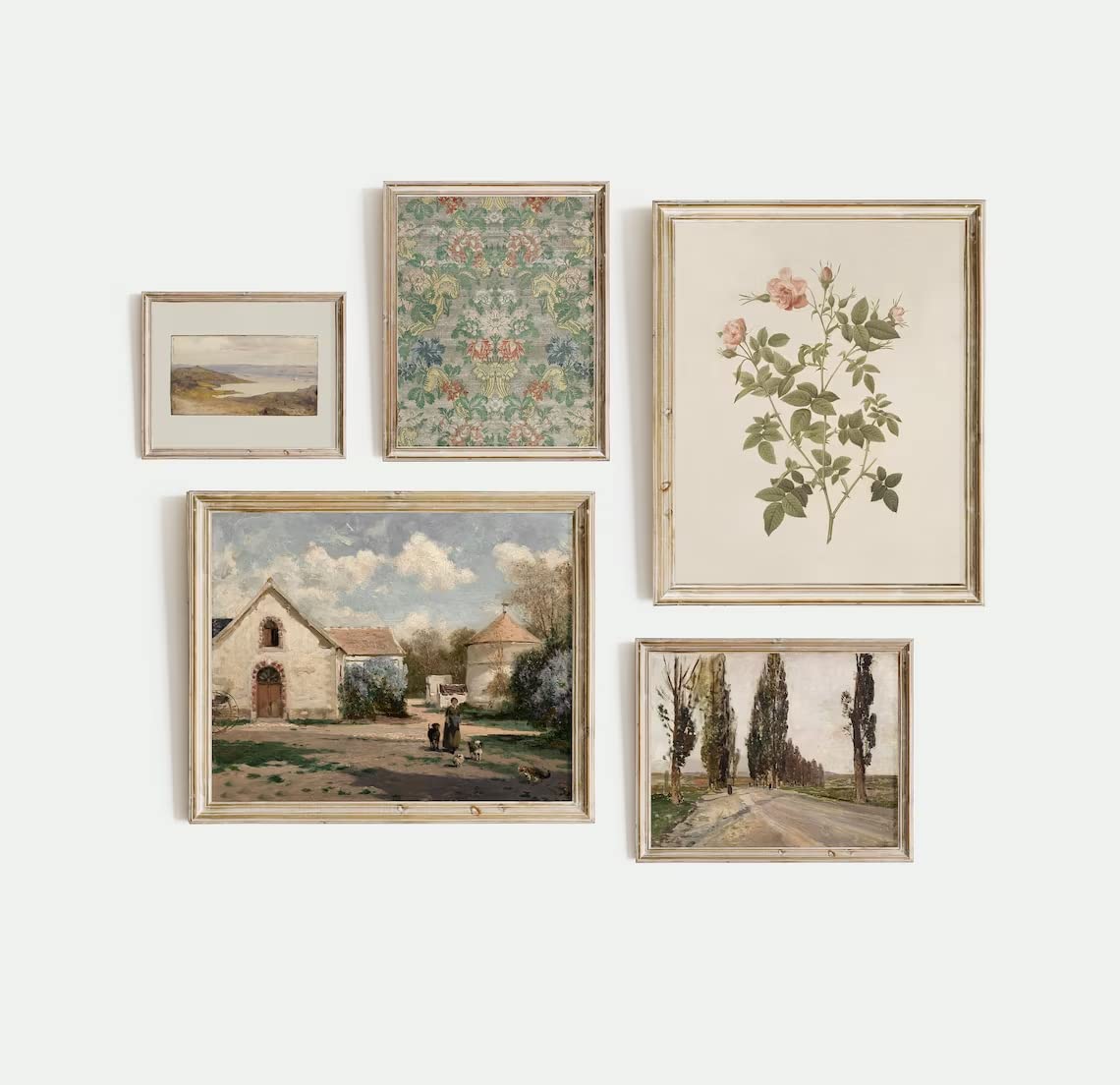 Vintage Flower Wall Art - French Country Artwork, Vintage Prints For Wall Decor, Vintage French Kitchen Decor, French Country Artwork, Vintage Art Prints, French Country Decor Set 5(UNFRAMED)